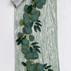 14 x 108 Inch Crinkle Taffeta Table Runner Sage
