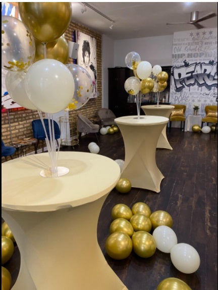 30 inch Highboy Cocktail Round Spandex Table Cover Champagne