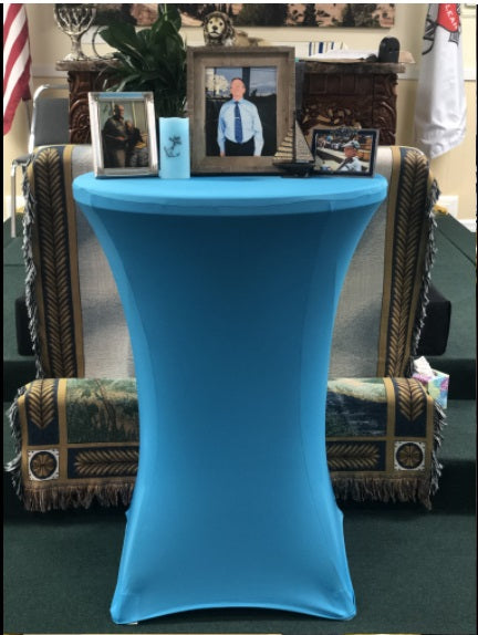 30 inch Highboy Cocktail Round Spandex Table Cover Malibu Blue
