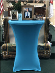 30 inch Highboy Cocktail Round Spandex Table Cover Malibu Blue