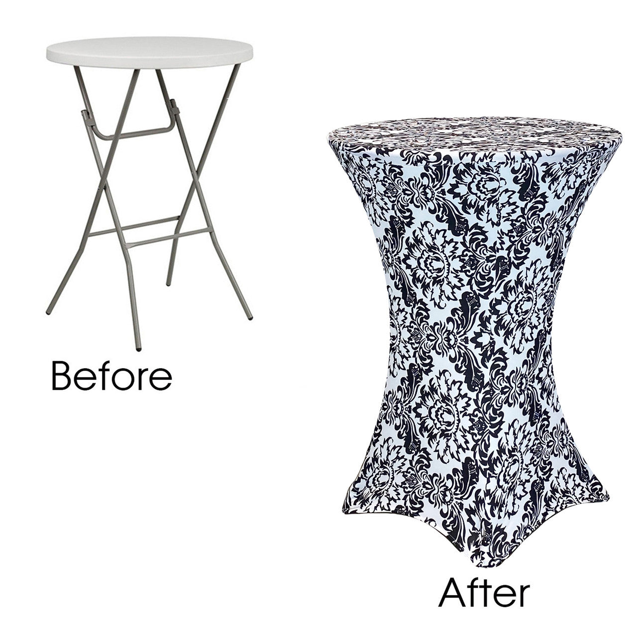 30 Inch Highboy Cocktail Round Stretch Spandex Table Cover Damask