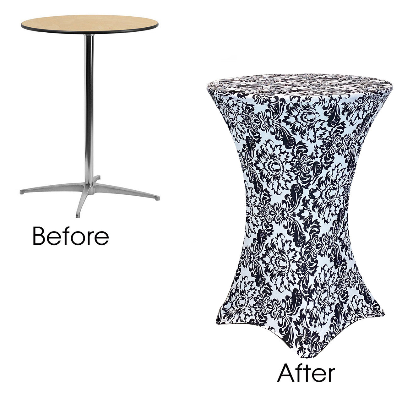 30 Inch Highboy Cocktail Round Stretch Spandex Table Cover Damask