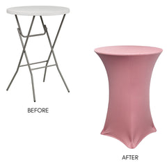 30 Inch Highboy Cocktail Round Stretch Spandex Table Cover Dusty Rose