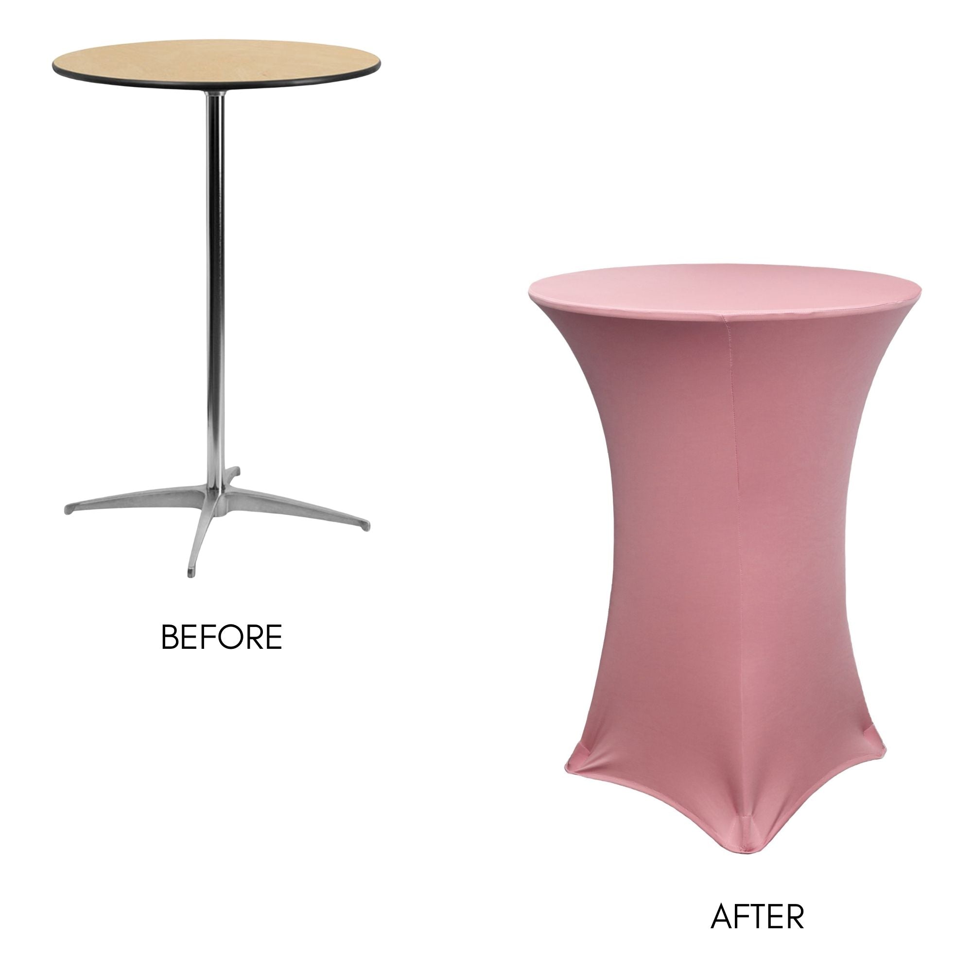 30 Inch Highboy Cocktail Round Stretch Spandex Table Cover Dusty Rose