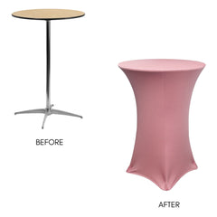 30 Inch Highboy Cocktail Round Stretch Spandex Table Cover Dusty Rose