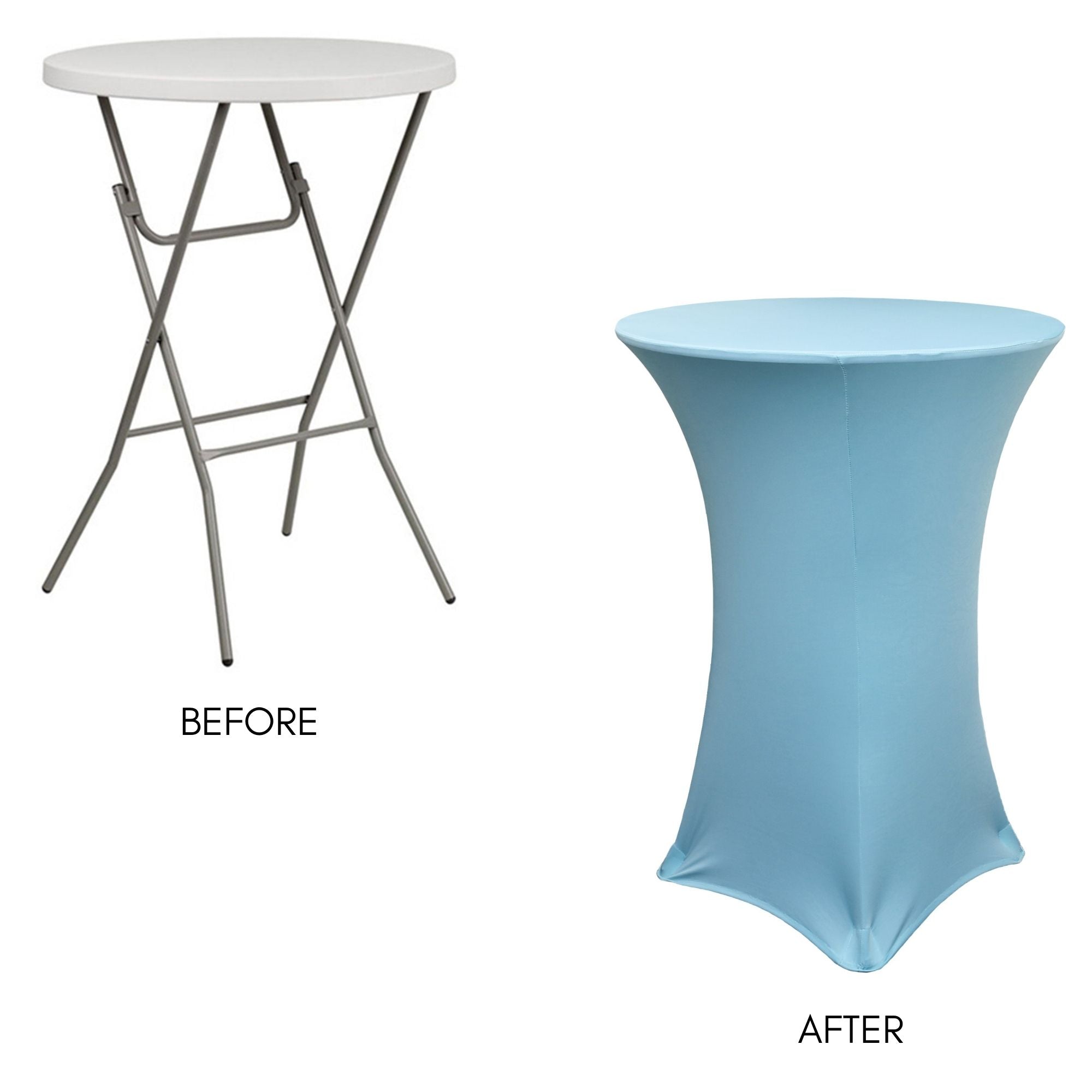 30 Inch Highboy Cocktail Round Stretch Spandex Table Cover Light Blue