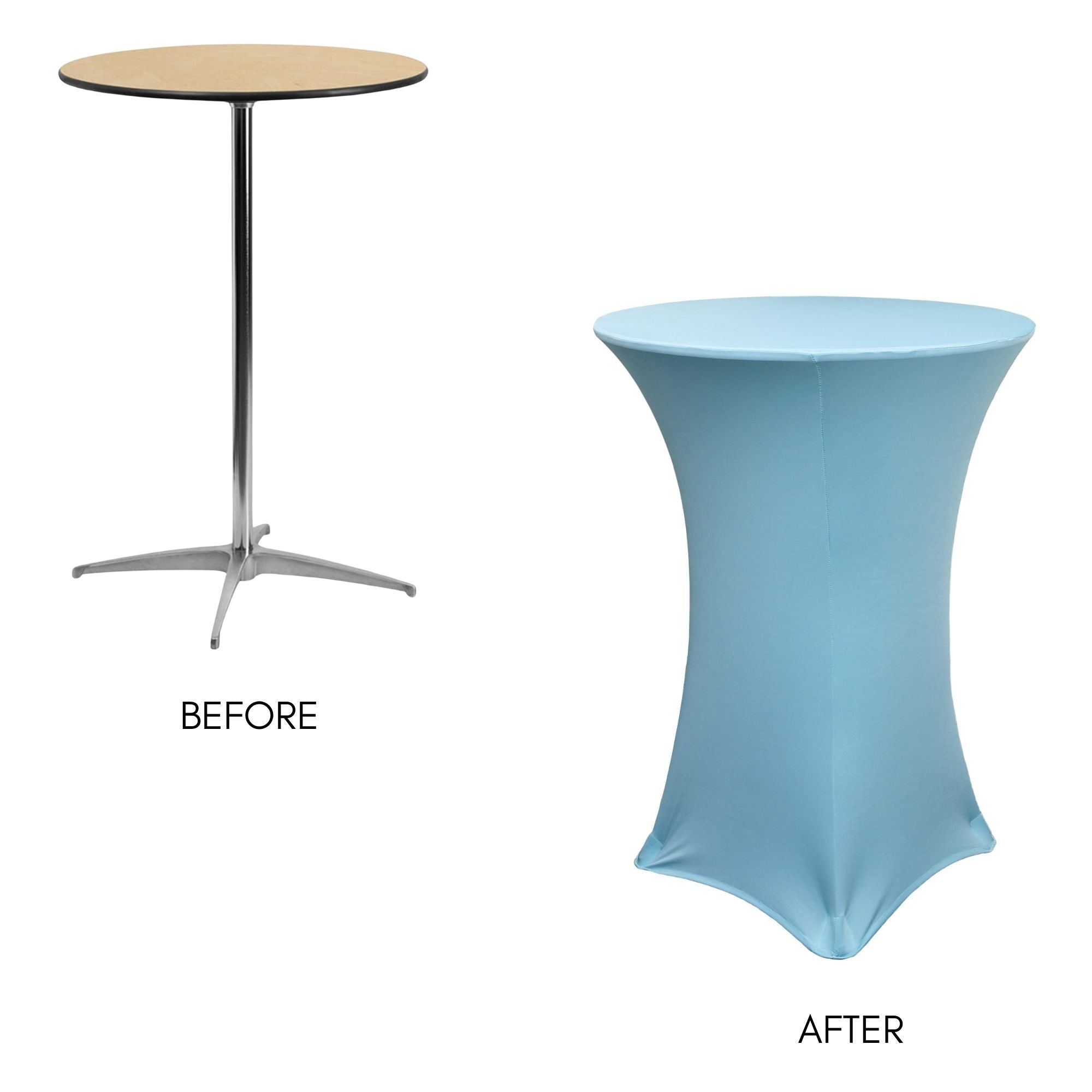 30 Inch Highboy Cocktail Round Stretch Spandex Table Cover Light Blue