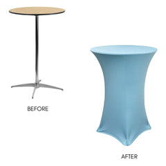 30 Inch Highboy Cocktail Round Stretch Spandex Table Cover Light Blue