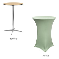 30 Inch Highboy Cocktail Round Stretch Spandex Table Cover Sage
