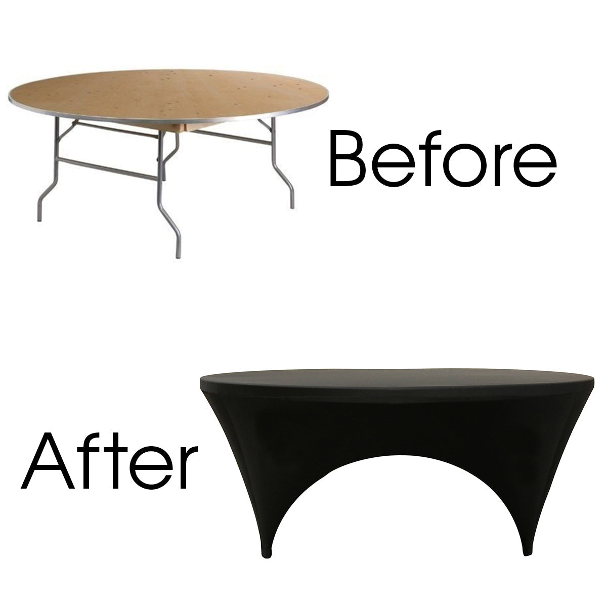 6 ft Round Open Sides Spandex Table Cover Black