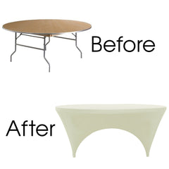 6 ft Round Open Sides Spandex Table Cover Ivory