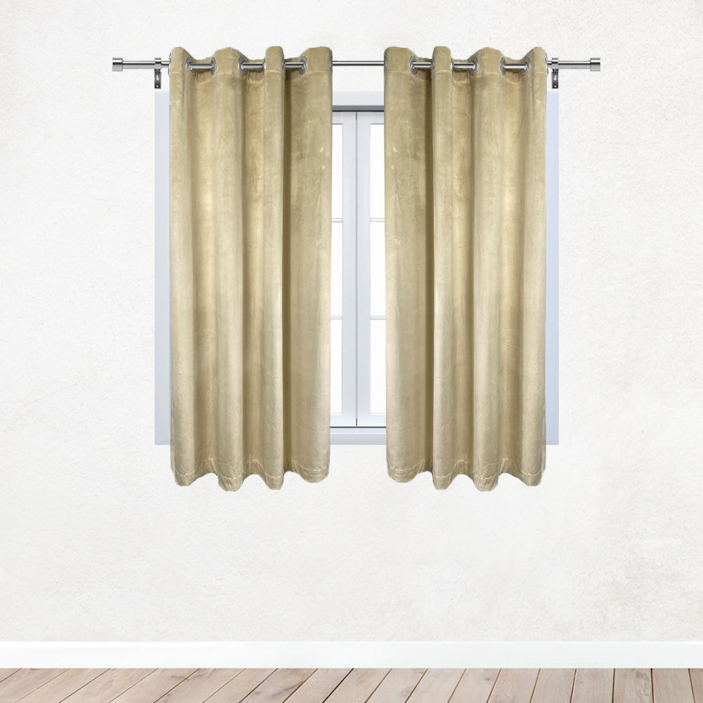 52 X 63 Inch Velvet Curtains with Grommets Beige - 2 Panels