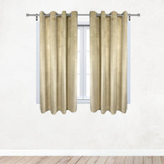 52 X 63 Inch Velvet Curtains with Grommets Beige - 2 Panels