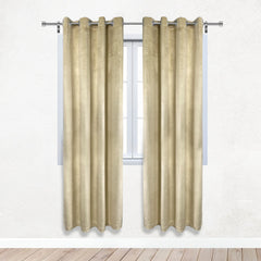 52 X 84 Inch Velvet Curtains with Grommets Beige - 2 Panels