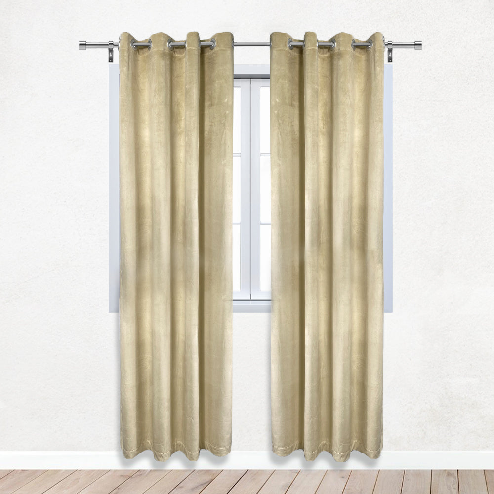 52 X 96 Inch Velvet Curtains with Grommets Beige - 2 Panels