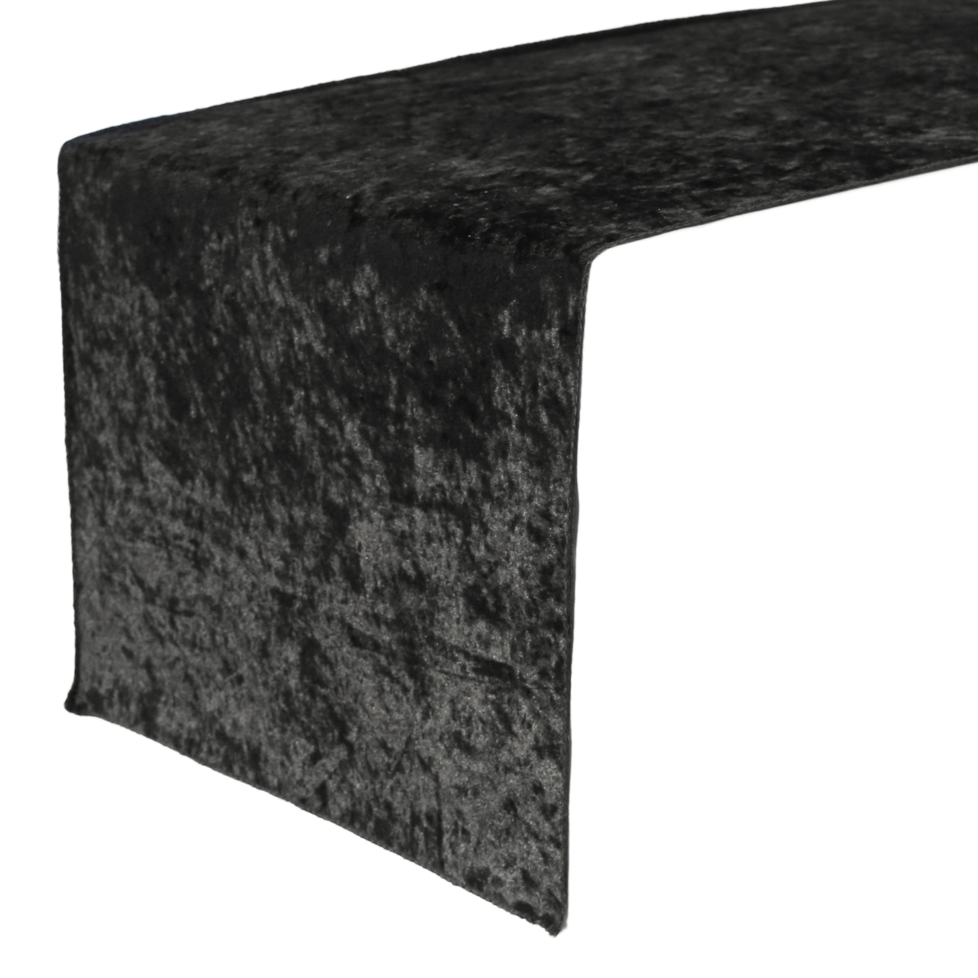 14 x 108 Inch Crushed Velvet Table Runner Black