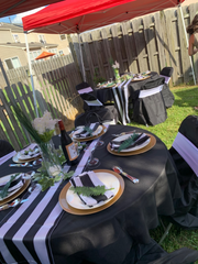 14 x 108 inch L'amour Satin Table Runner Black and White Striped