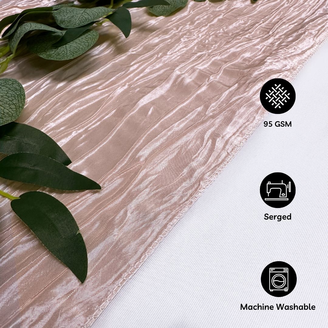 14 x 108 inch Crinkle Taffeta Table Runner Blush
