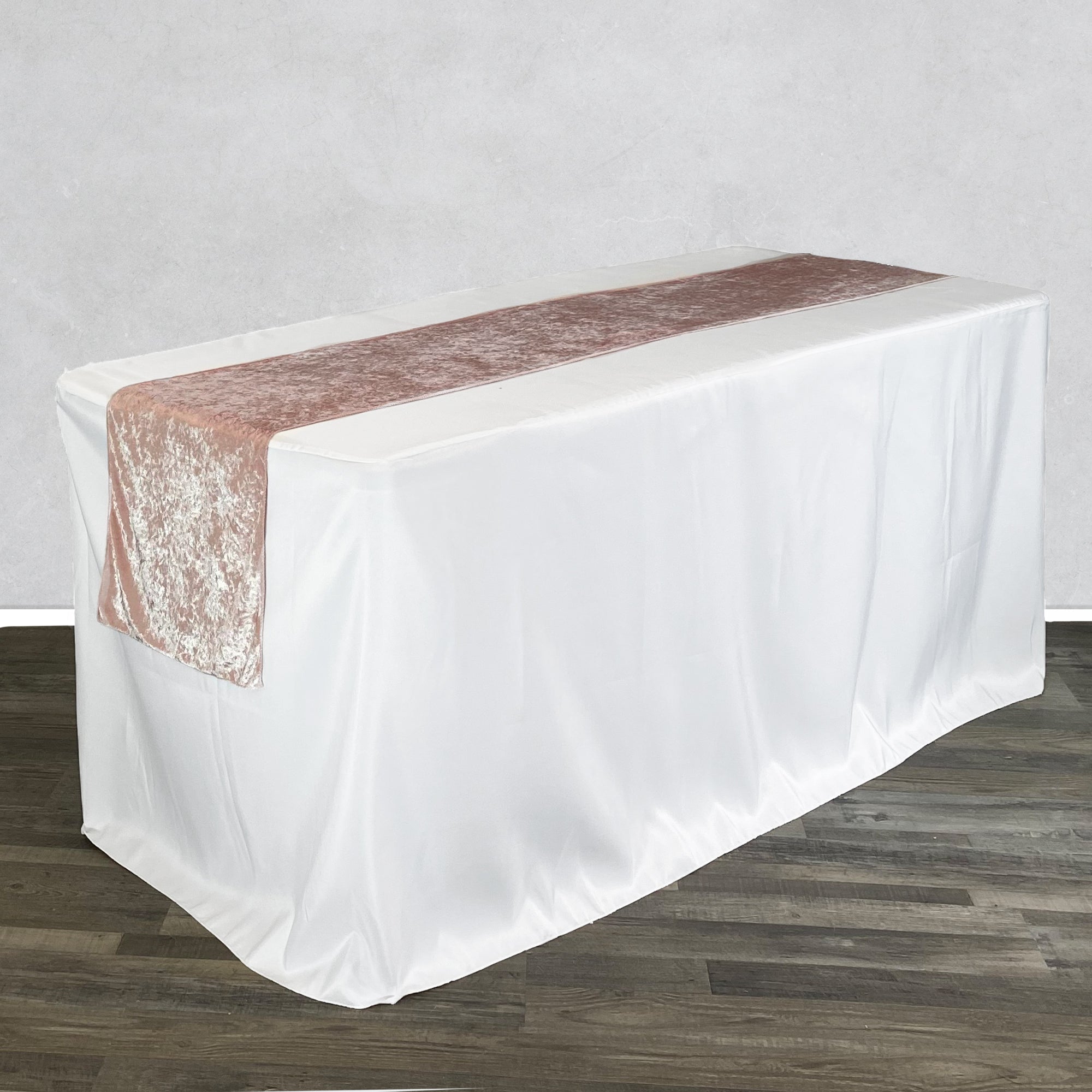 14 x 108 Inch Crushed Velvet Table Runner Blush
