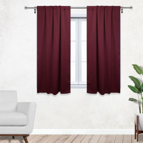 42 X 63 Inch Blackout Polyester Curtains with Rod Pocket Burgundy - 2 Panels