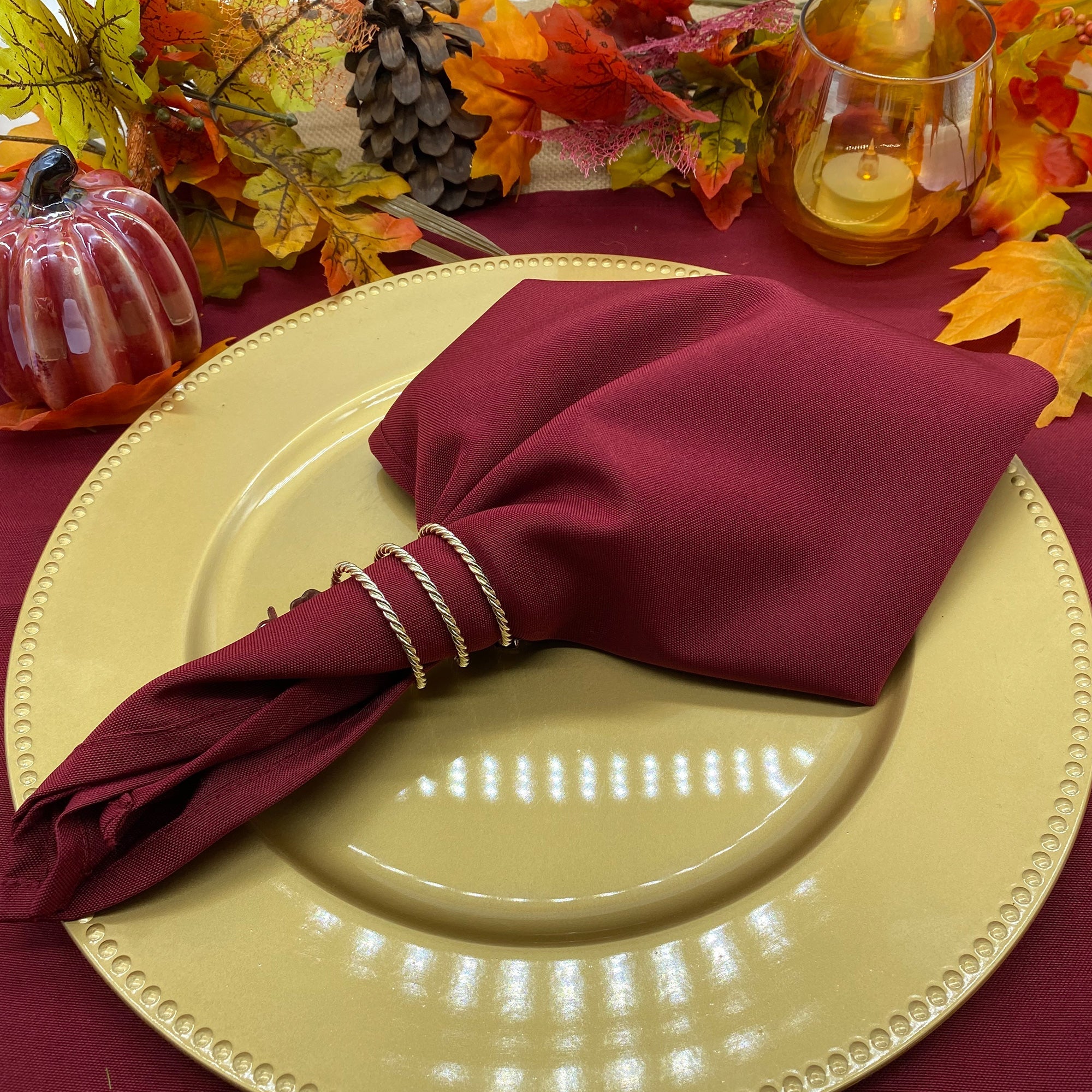 20 inch Polyester Cloth Napkins Burgundy (Pack of 10)