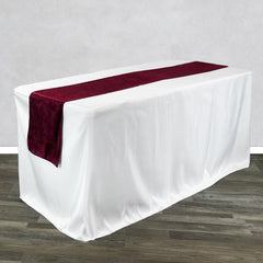 14 x 108 Inch Crushed Velvet Table Runner Burgundy