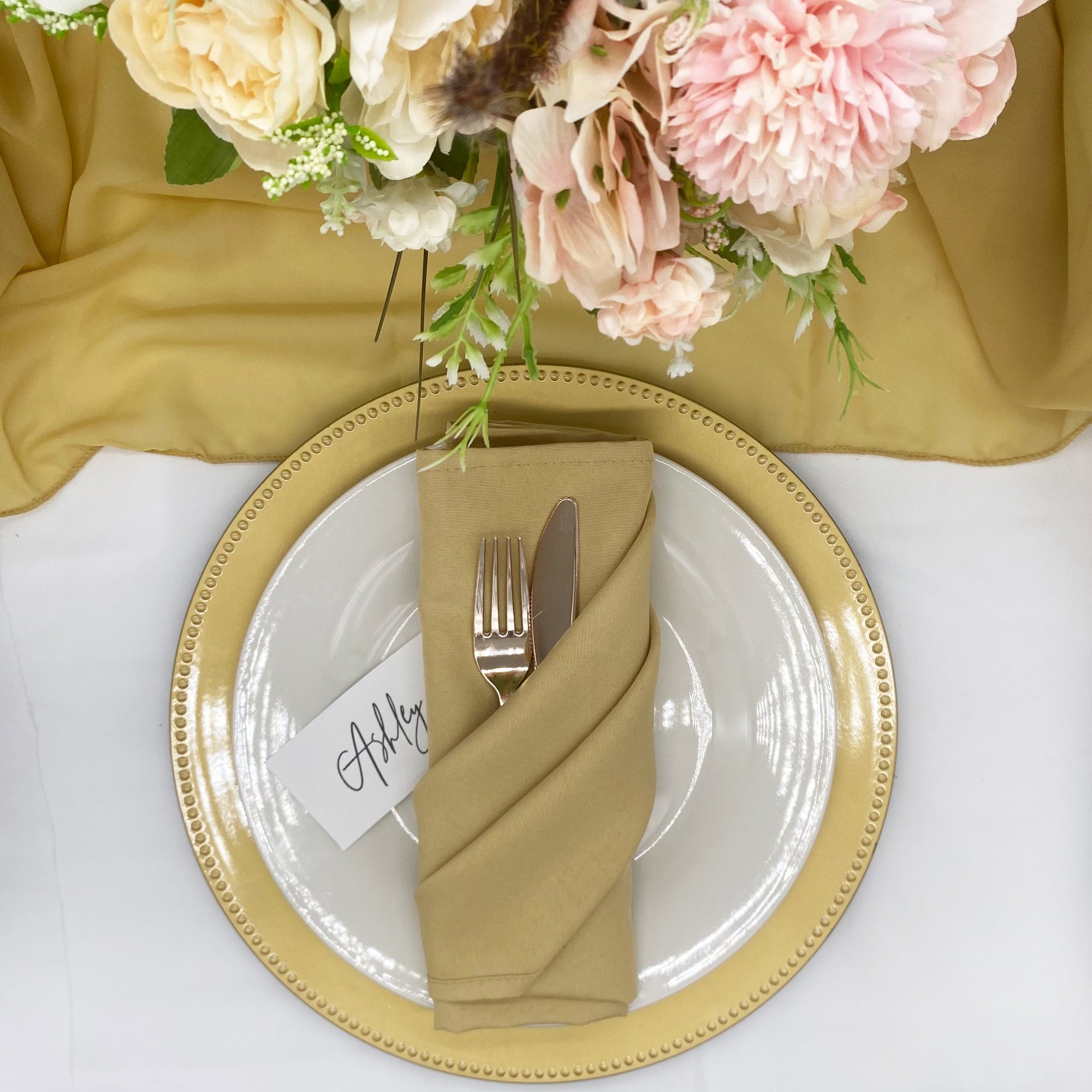 20 inch Polyester Cloth Napkins Champagne (Pack of 10)