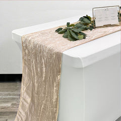 14 x 108 inch Crinkle Taffeta Table Runner Champagne