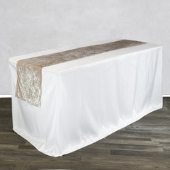 14 x 108 Inch Crushed Velvet Table Runner Champagne