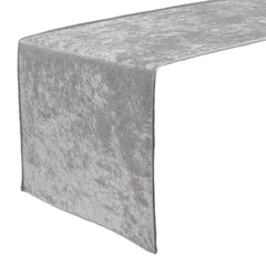 14 x 108 Inch Crushed Velvet Table Runner Dark Silver
