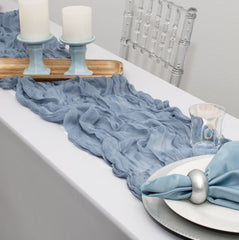 35 in X 10 ft Gauze Cheesecloth Table Runner Dusty Blue