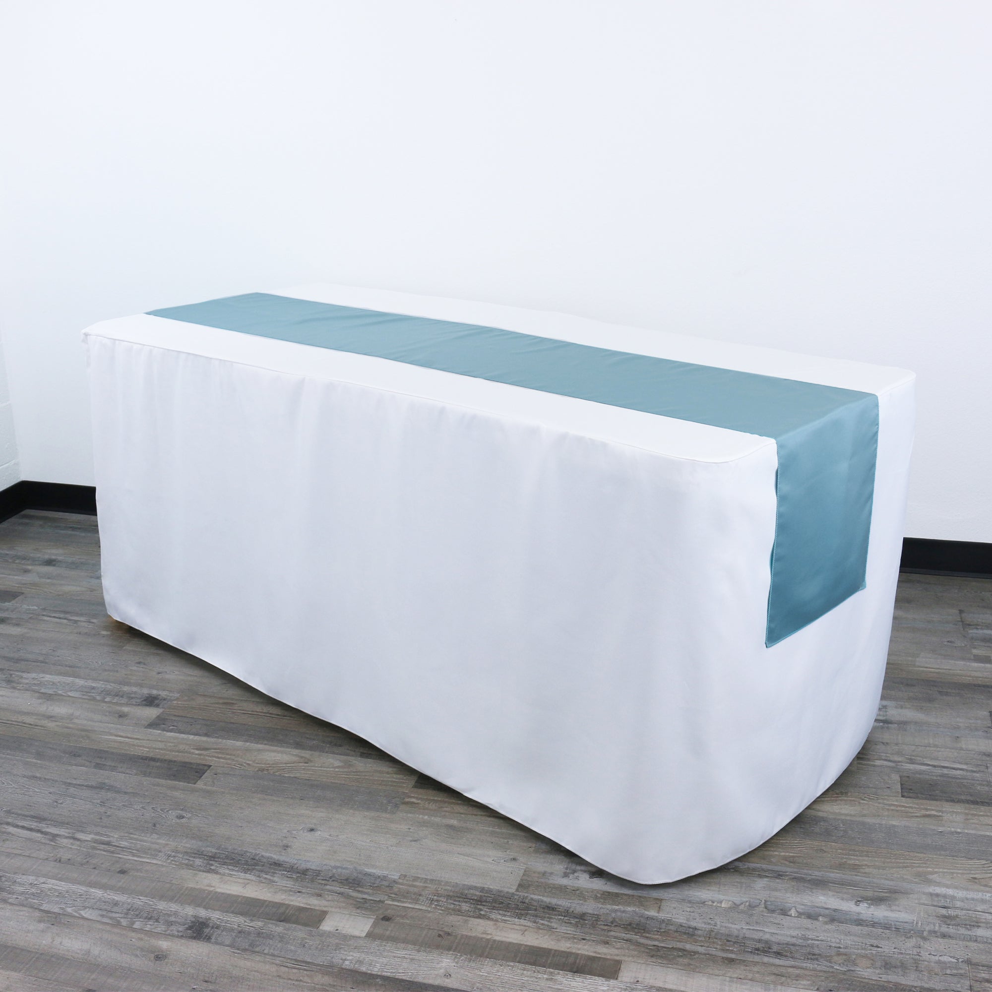 14 x 108 inch L'amour Satin Table Runner Dusty Blue