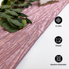 14 x 108 Inch Crinkle Taffeta Table Runner Dusty Rose