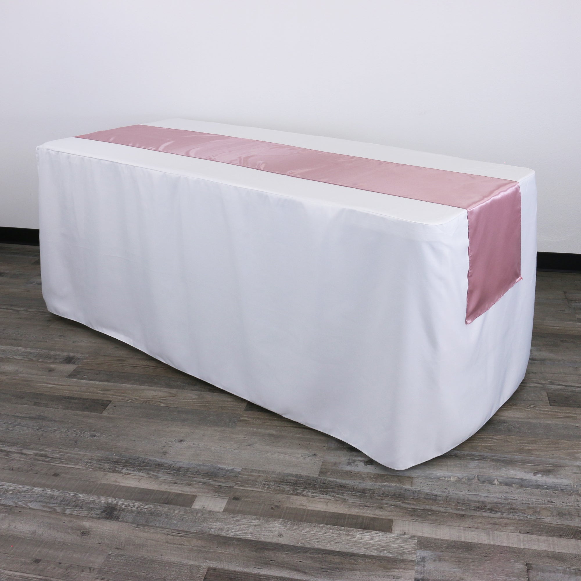 14 x 108 Inch Satin Table Runner Dusty Rose