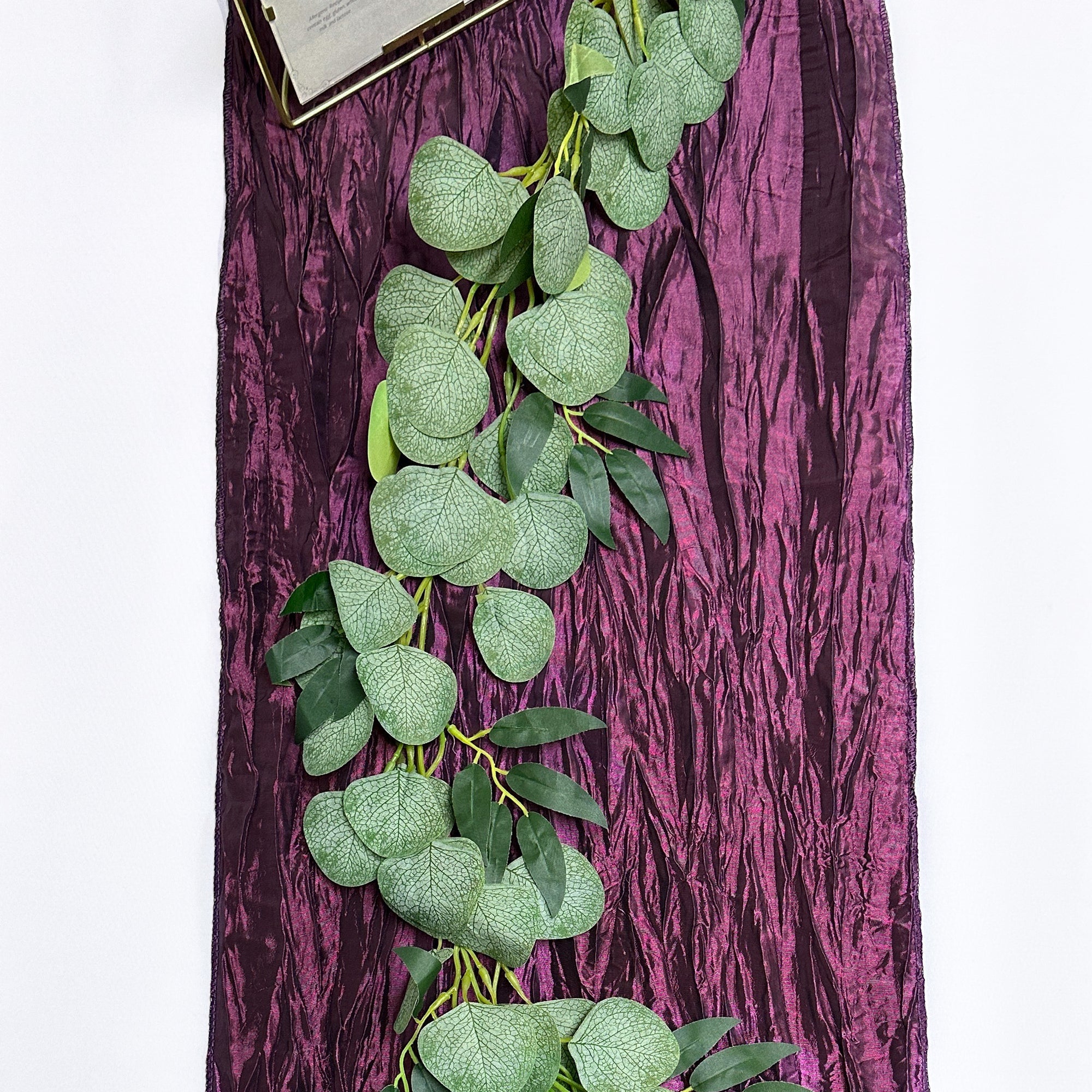 14 x 108 inch Crinkle Taffeta Table Runner Eggplant