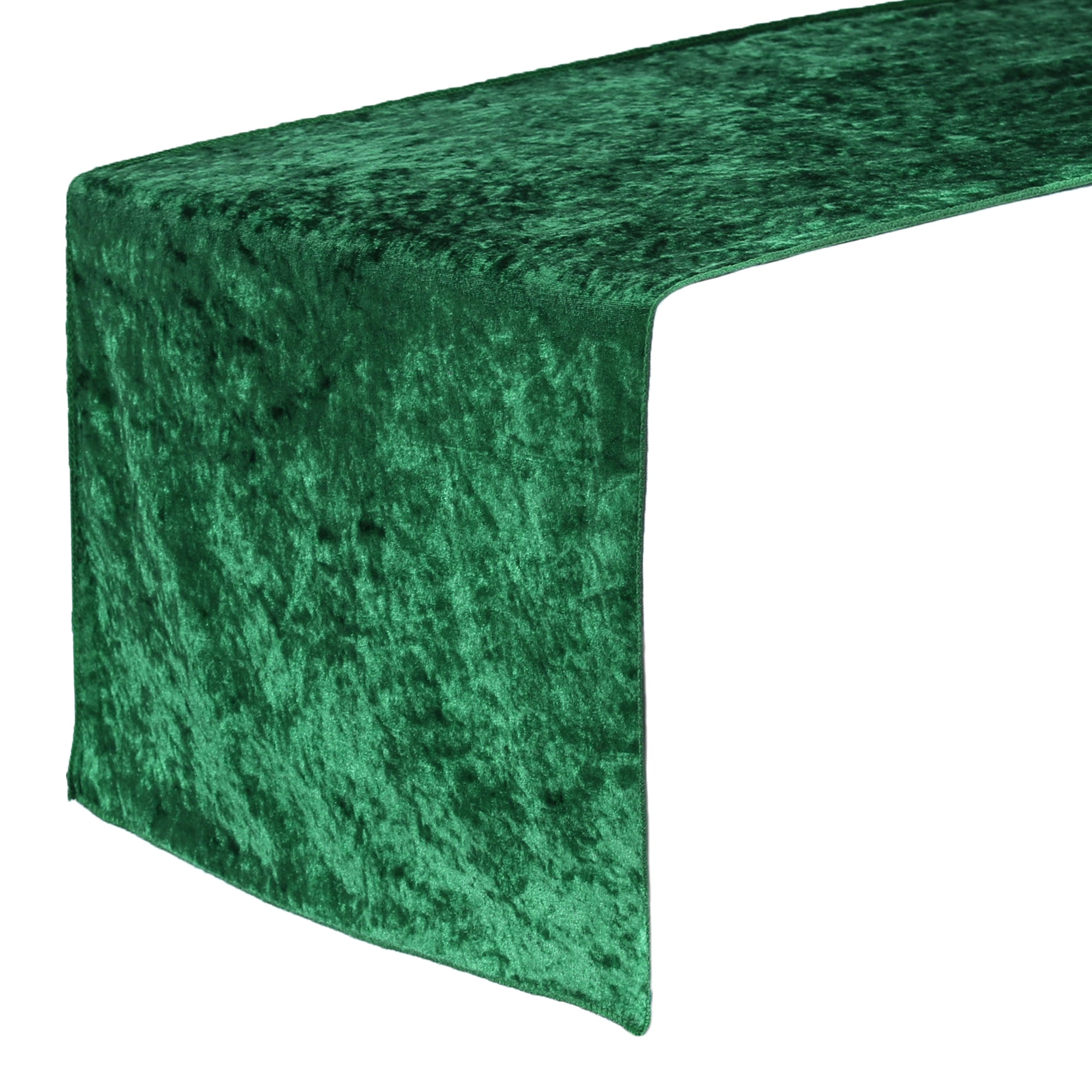 14 x 108 Inch Crushed Velvet Table Runner Emerald Green