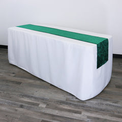 14 x 108 Inch Crushed Velvet Table Runner Emerald Green