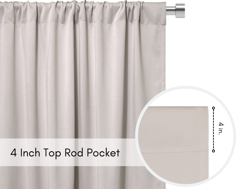 42 X 84 Inch Blackout Polyester Curtains with Rod Pocket Beige - 2 Panels