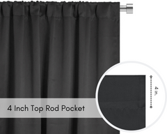42 X 63 Inch Blackout Polyester Curtains with Rod Pocket Black - 2 Panels