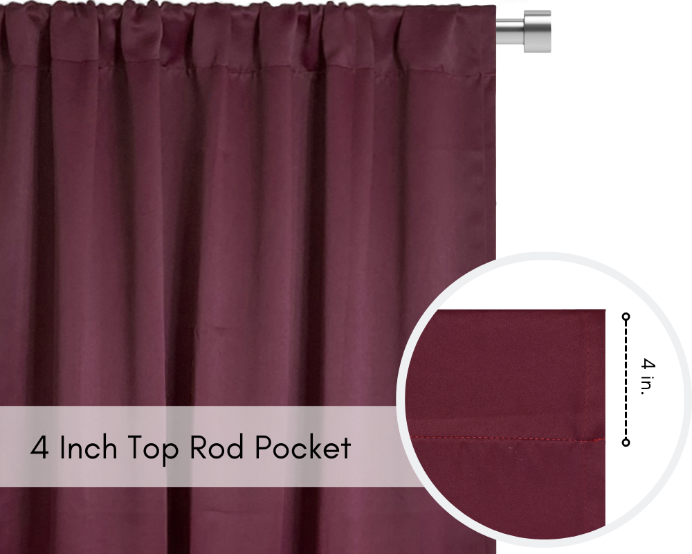 42 X 84 Inch Blackout Polyester Curtains with Rod Pocket Burgundy - 2 Panels