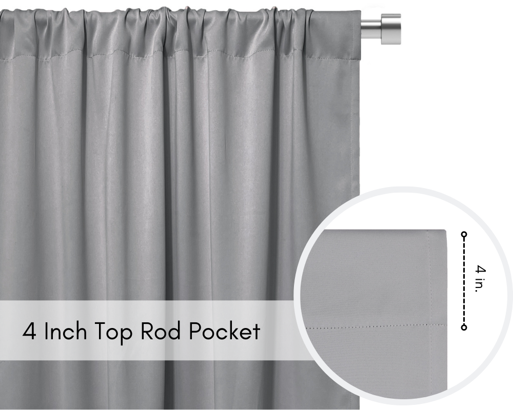 42 X 63 Inch Blackout Polyester Curtains with Rod Pocket Gray - 2 Panels