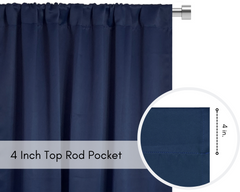 42 X 84 Inch Blackout Polyester Curtains with Rod Pocket Navy Blue - 2 Panels