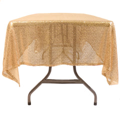 60 x 102 inch Rectangular Glitz Sequin On Mesh Tablecloth Gold