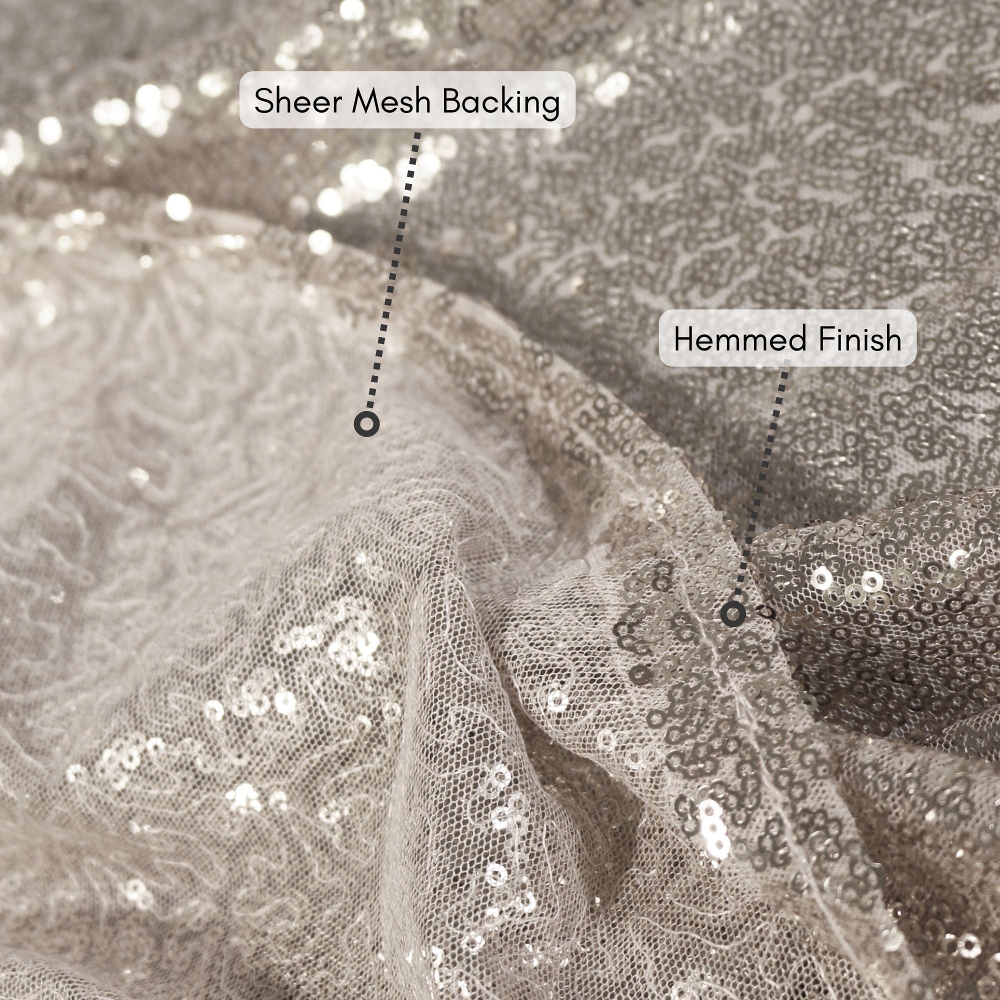60 x 102 inch Rectangular Glitz Sequin On Mesh Tablecloth Silver