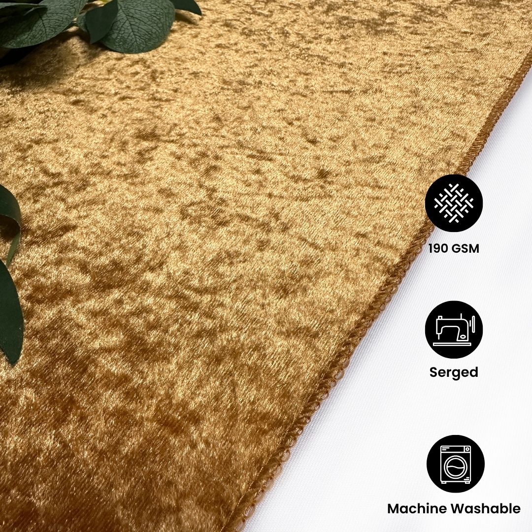 14 x 108 Inch Crushed Velvet Table Runner Gold