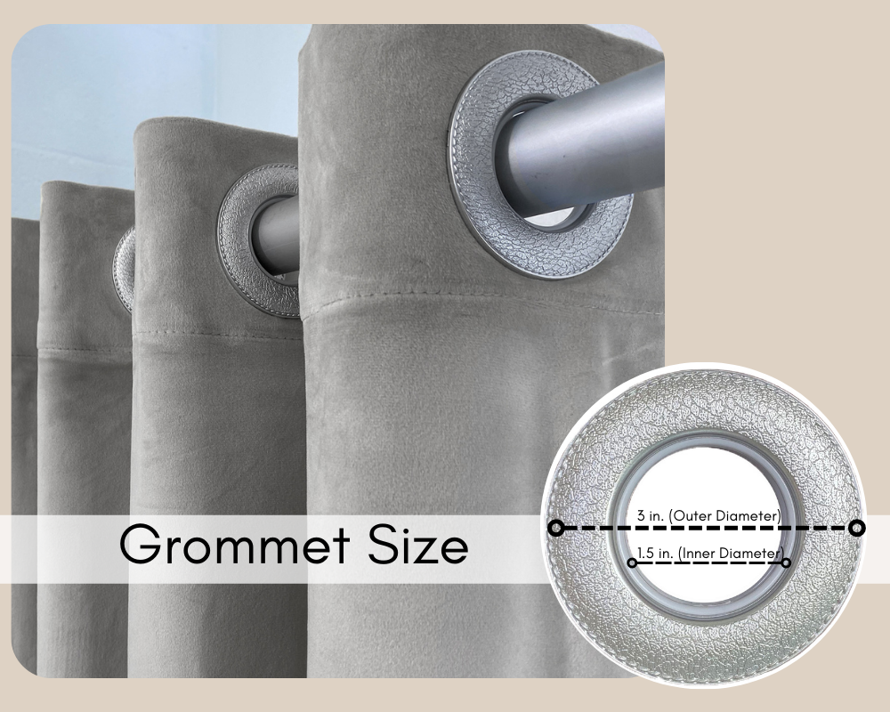 52 X 108 Inch Velvet Curtains with Grommets Gray - 2 Panels