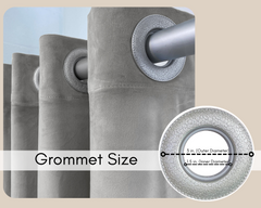 52 X 108 Inch Velvet Curtains with Grommets Gray - 2 Panels