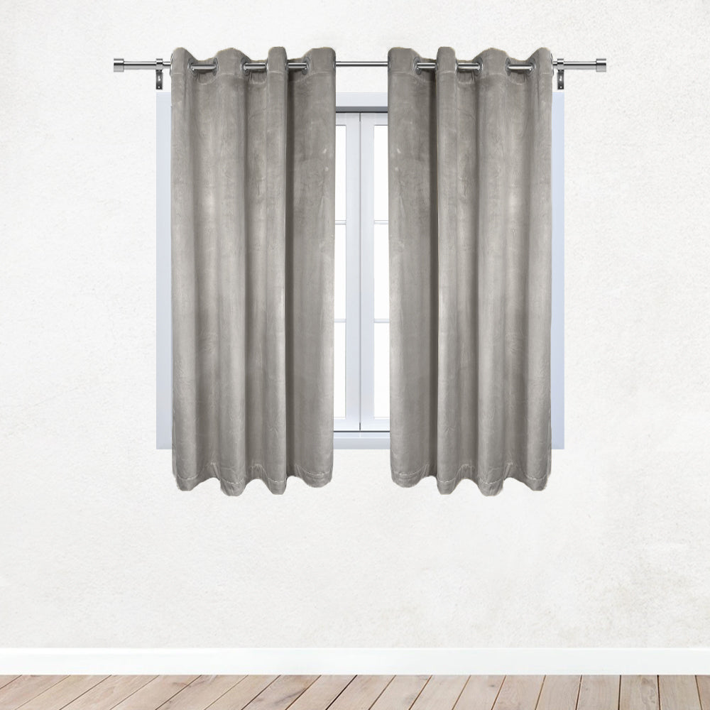 52 X 63 Inch Velvet Curtains with Grommets Gray - 2 Panels