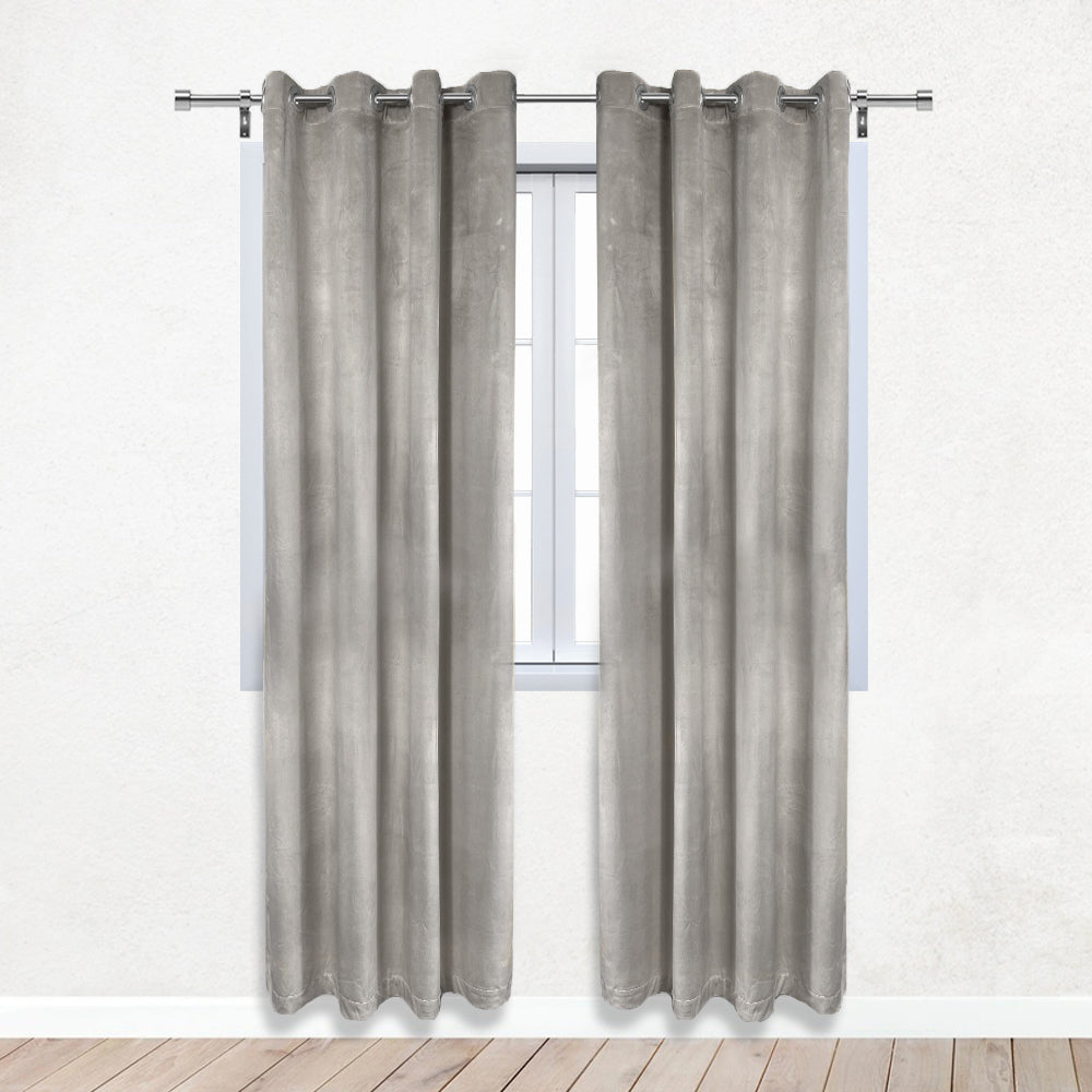52 X 96 Inch Velvet Curtains with Grommets Gray - 2 Panels