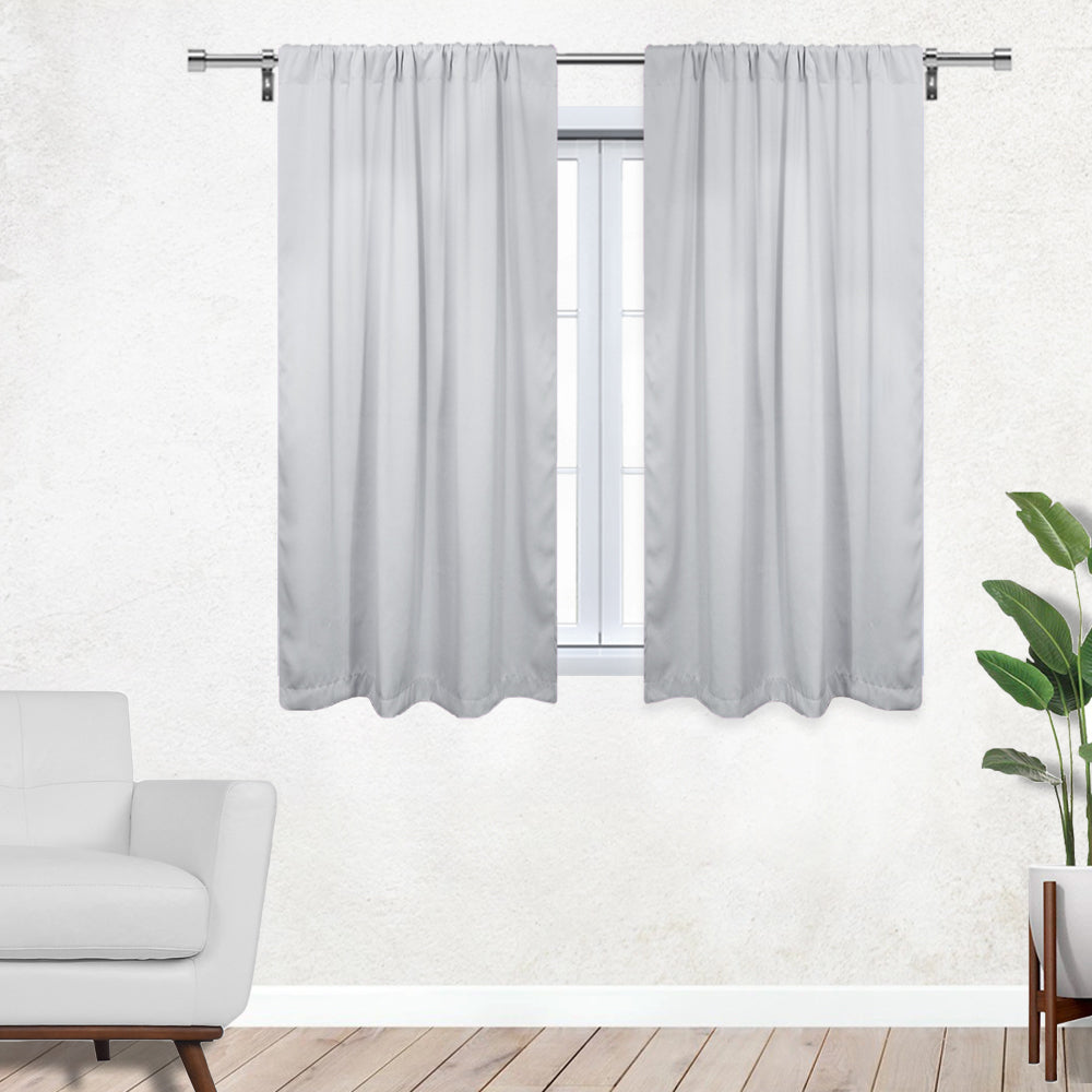 42 X 63 Inch Blackout Polyester Curtains with Rod Pocket Grayish White - 2 Panels